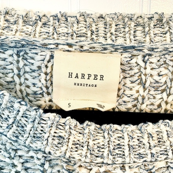 Harper Heritage Blue and White Marble Knit Sweater - Small - Picture 3 of 12